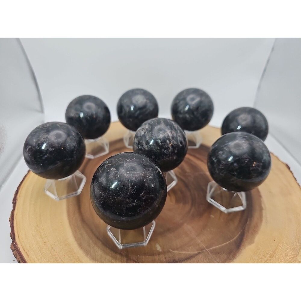 Quartz Crystal Sphere 50mm 1 Each Arfvedsonite Garnet Flash - CrystalCloud Compa